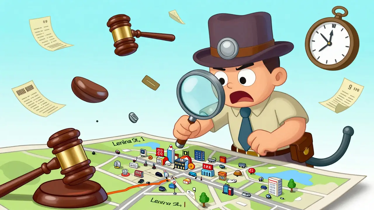 Детектив осматривает улицу, где сотни компаний живут на одном адресе.