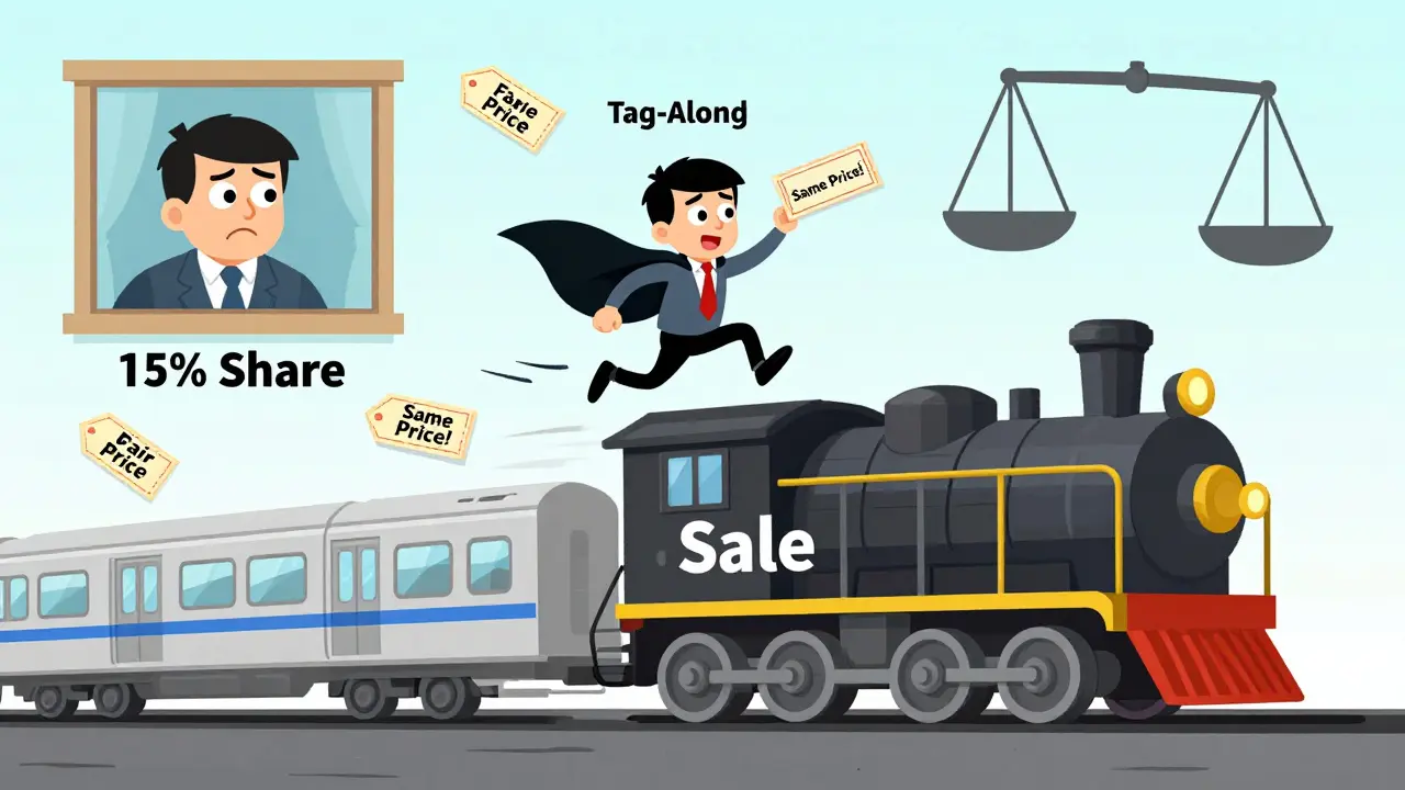 Миноритарий прыгает на поезд продажи, требуя ту же цену, что и мажоритарий.