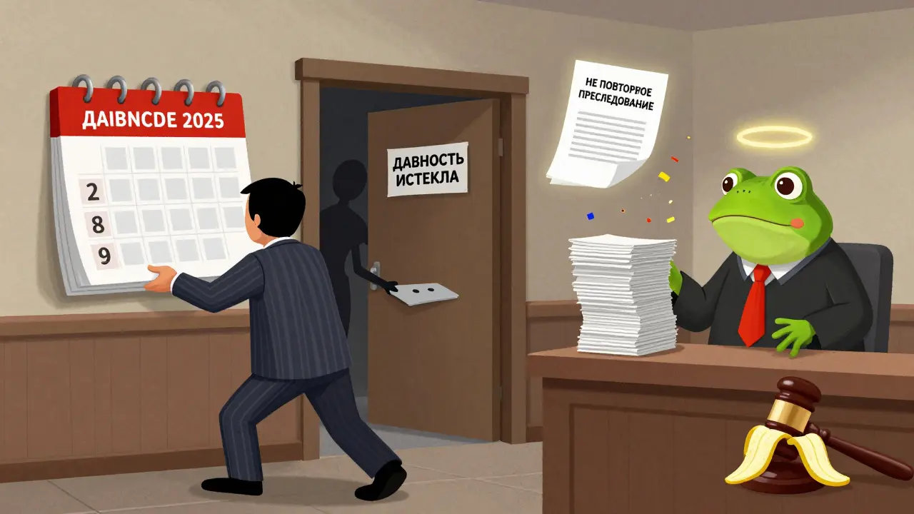 Адвокат снимает календарь, открывая дверь с надписью &#039;срок истек&#039;, обвиняемый уходит.