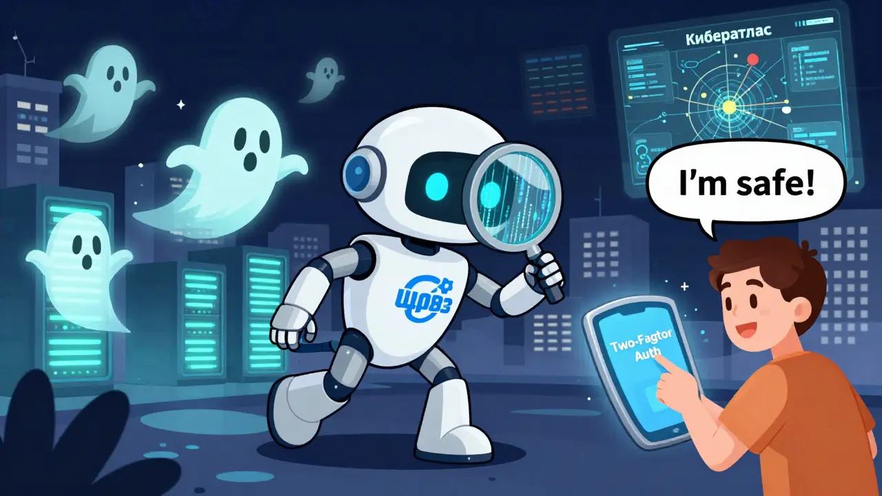 Робот-детектив с системой &#039;ЦифраДоказ&#039; преследует цифровых преступников, город в безопасности.