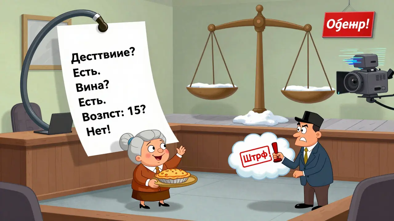 Судья отклоняет штраф за продажу пирогов, потому что возраст нарушителя не достиг 16 лет.