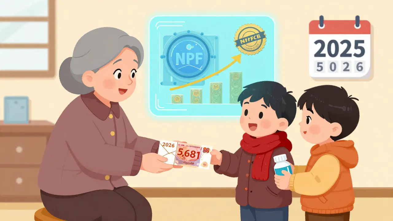 Бабушка получает пенсию в 2026 году, её внуки помогают ей, а её накопления растут в защищённом фонде.