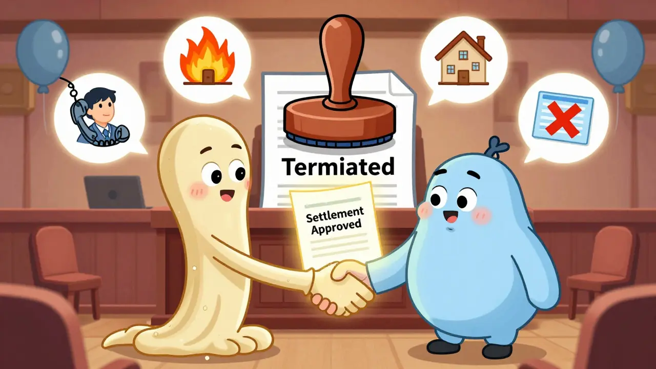 Должник и взыскатель заключают мировое соглашение, и дело закрывается печатью.