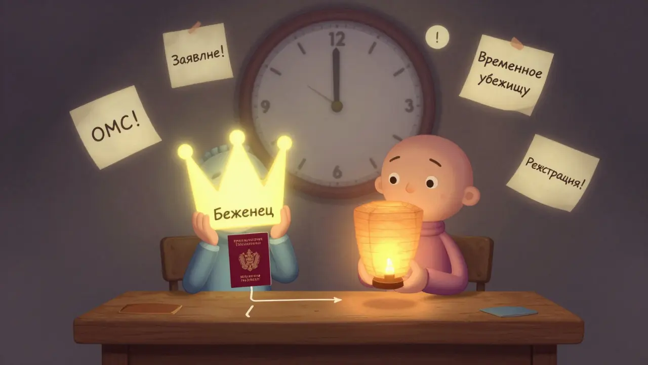 Два человека с разными статусами: один с путём к гражданству, другой — с хрупким временным статусом.