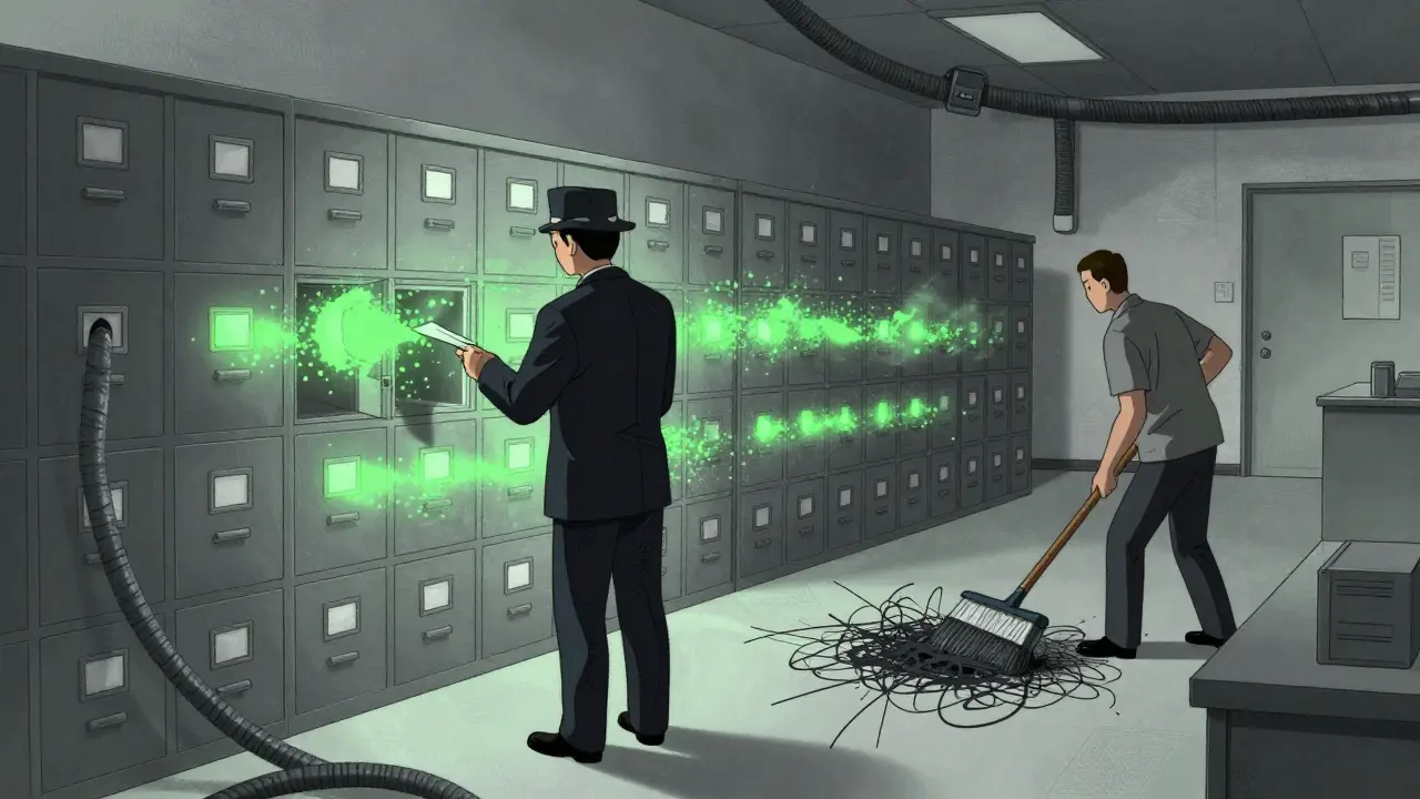 Проверка документов инспектором в винтажной анимационной стилистике.