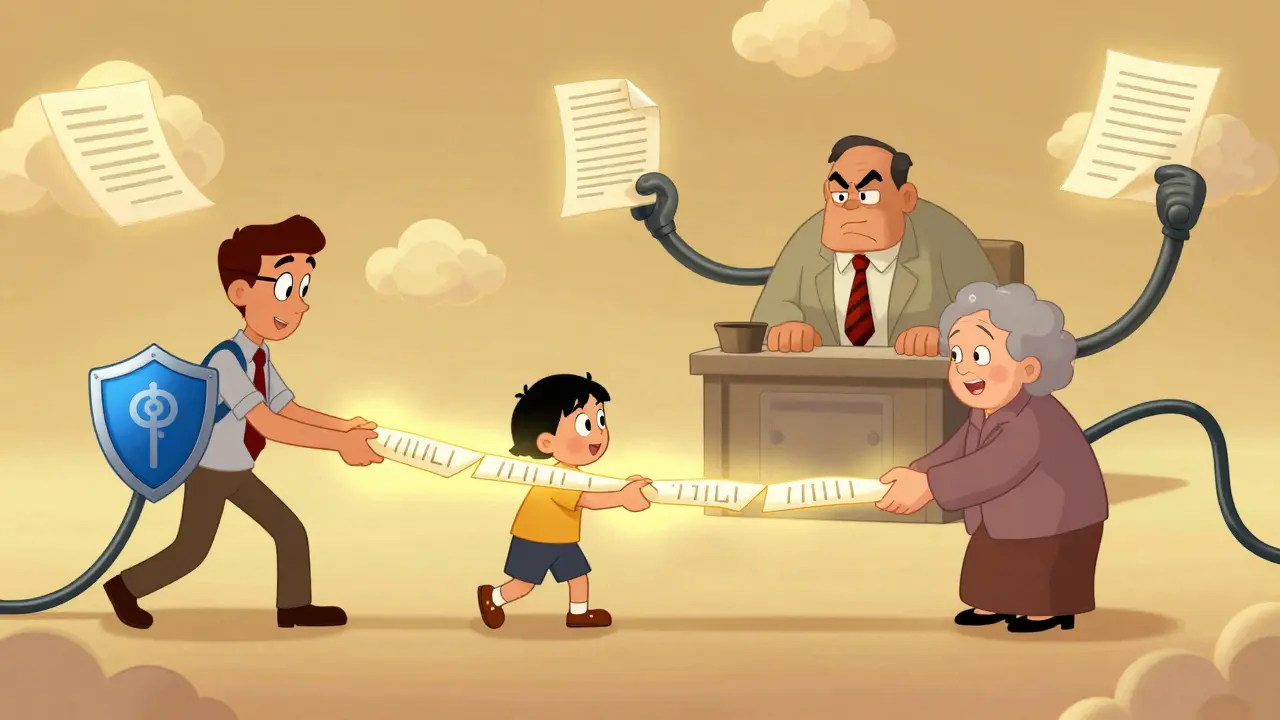 Семья передаёт депозитный документ, как эстафету, по дороге прав, а банк пытается их остановить.