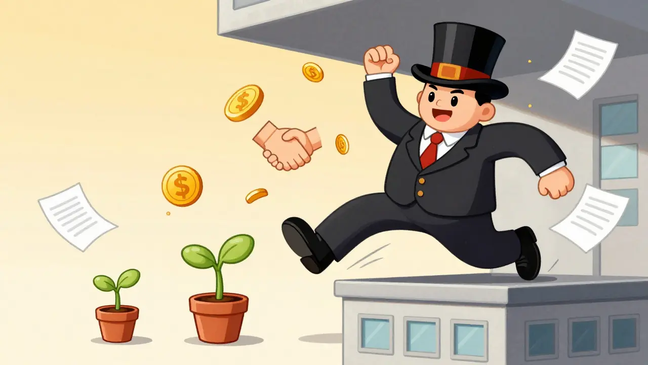 Персонаж, символизирующий рост бизнеса от микропредприятия до крупной компании