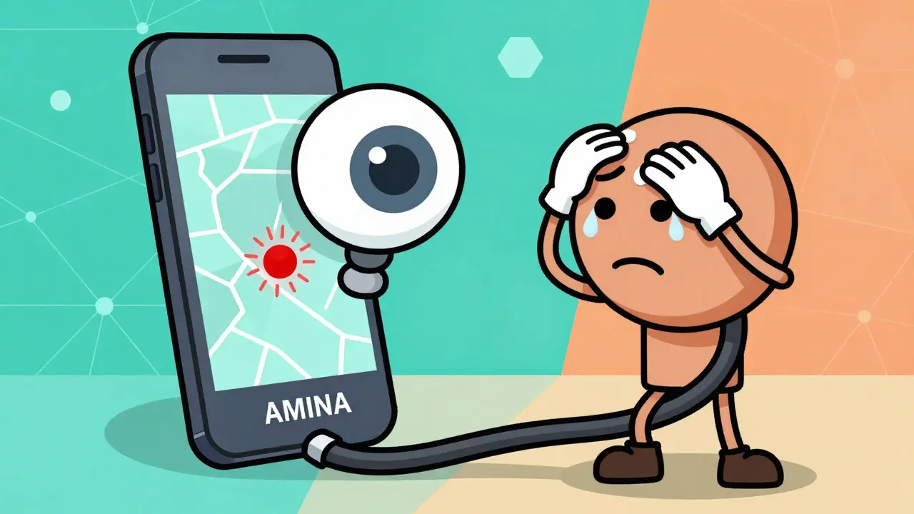 Мигрант отслеживается приложением Амина через смартфон в стиле ранней анимации